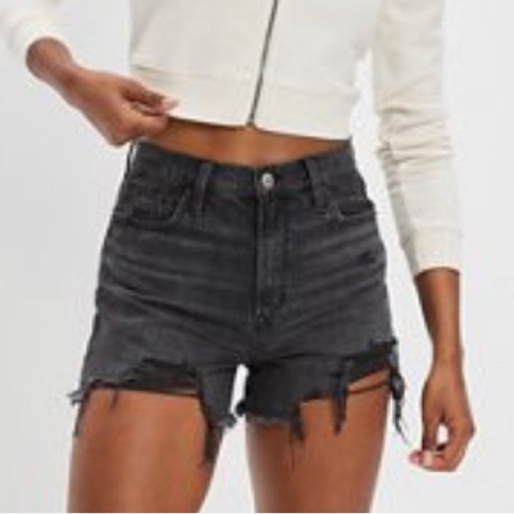 Black denim cutoffs